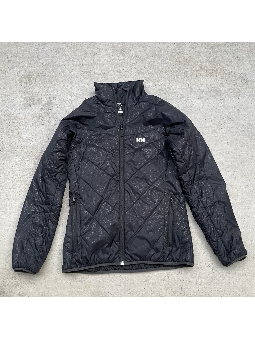 Helly Hansen Jacket Womens S Black Quilted Insulated Full Zip Reflective Hiking